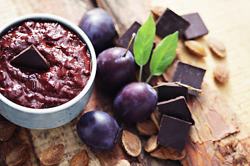 Image showing plum jam with chocolate