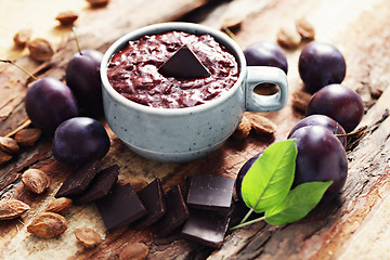 Image showing plum jam with chocolate