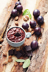 Image showing plum jam with chocolate