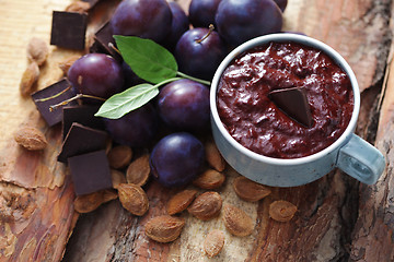 Image showing plum jam with chocolate