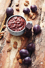 Image showing plum jam with chocolate