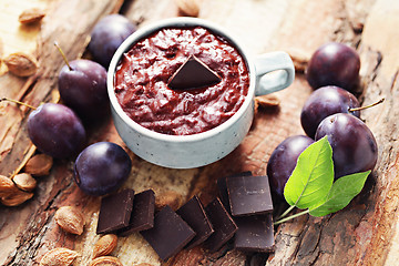 Image showing plum jam with chocolate