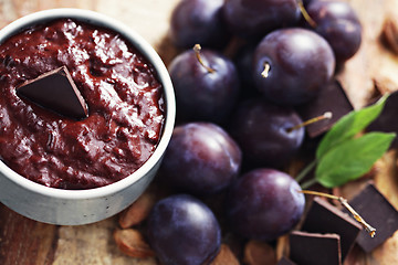 Image showing plum jam with chocolate