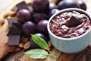 Image showing plum jam with chocolate