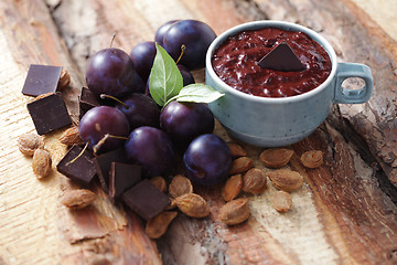 Image showing plum jam with chocolate
