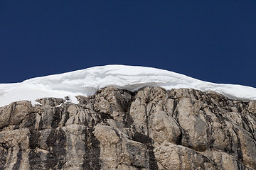 Image showing Snow cornice and blue sky