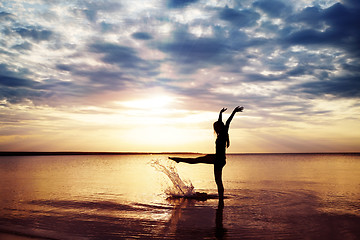 Image showing Sunset and girl