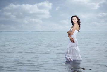 Image showing Woman and sea