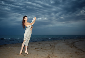 Image showing Woman and bad weather