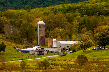 Image showing farm view with mountains landscape