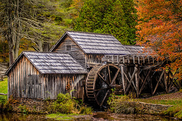 Image showing Virginia's Mabry Mill on the Blue Ridge Parkway in the Autumn se