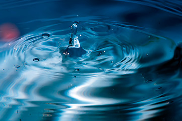 Image showing blue multi colored water drop bubbling