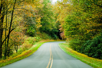 Image showing Blue Ridge Parkway in the Fall after a Rain