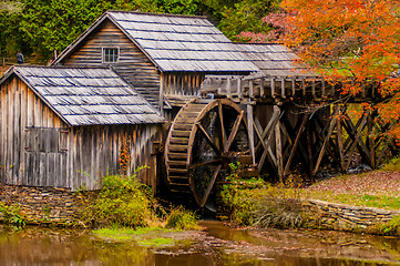 Image showing Virginia's Mabry Mill on the Blue Ridge Parkway in the Autumn se