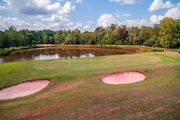 Image showing golf course beautiful landscape on sunny day