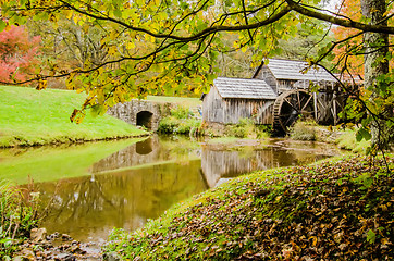 Image showing Virginia's Mabry Mill on the Blue Ridge Parkway in the Autumn se