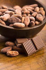 Image showing Cacao beans with milk chocolate