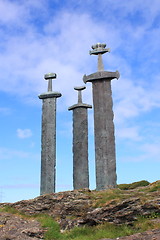 Image showing The monument  Sverd i Fjell in Hafrsfjord, Norway