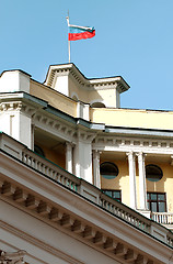 Image showing Theatre of the Soviet army with the Russian flag