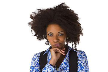 Image showing Sceptic afro american woman 