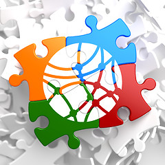 Image showing Social Network Icon on Multicolor Puzzle.