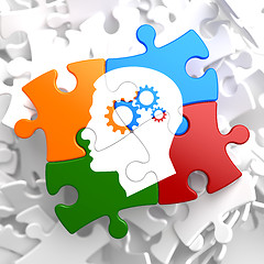 Image showing Psychological Concept on Multicolor Puzzle.