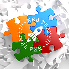 Image showing Web Traffic Concept on Multicolor Puzzle.