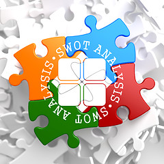 Image showing SWOT Analisis on Multicolor Puzzle.