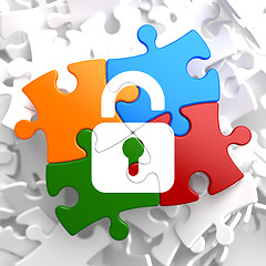 Image showing Security Concept on Multicolor Puzzle.