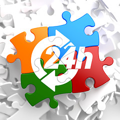 Image showing Service 24h Icon on Multicolor Puzzle.
