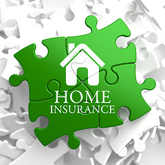 Image showing Insurance - Home Icon on Green Puzzle.