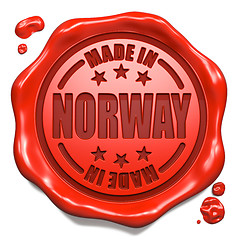 Image showing Made in Norway - Stamp on Red Wax Seal.