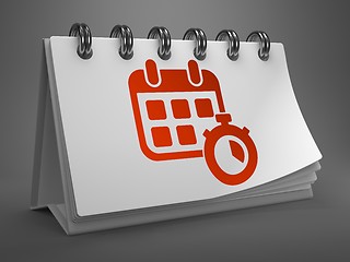 Image showing Desktop Calendar with Red Icon. Time Concept.