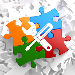 Image showing Service Concept on Multicolor Puzzle.