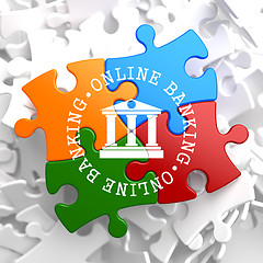 Image showing Online Banking Concept on Multicolor Puzzle.