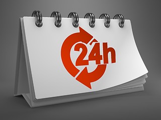 Image showing Desktop Calendar with Red 24 Hours Icon.