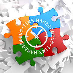 Image showing Time Management Concept on Multicolor Puzzle.