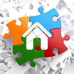 Image showing Home Icon on Multicolor Puzzle.