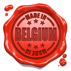 Image showing Made in Belgium - Stamp on Red Wax Seal.