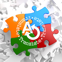 Image showing Translating Concept on Multicolor Puzzle.