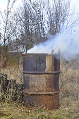 Image showing Grass burning in a flank on a country site