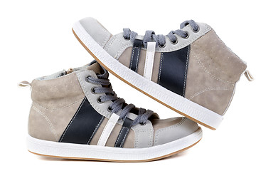 Image showing stylish leather sneakers