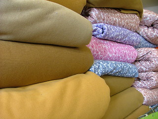 Image showing folded piles of fabric