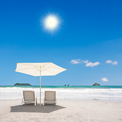 Image showing Two Chairs at the Beach