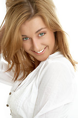 Image showing happy girl with green eyes