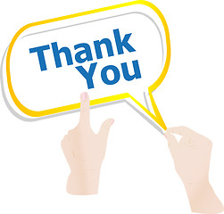Image showing hands holding abstract cloud with thank you word