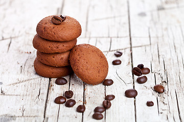 Image showing chocolate cookies and coffee beans 