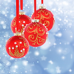 Image showing Red Christmas balls.