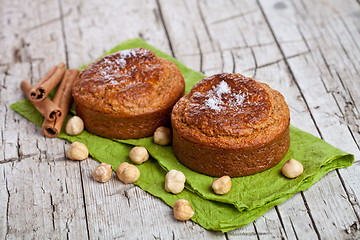 Image showing fresh buns with hazelnuts and cinnamon
