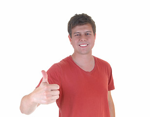 Image showing Gesturing thumb up.